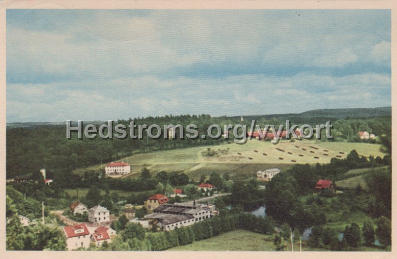 Floda. Utsikt over Floda. Postganget 23 oktober 1947. Naas Konsum AB. 65. Fargfotografi.jpg - Floda. Utsikt över Floda.Postgånget 23 oktober 1947.Nääs Konsum AB. 65. Färgfotografi.