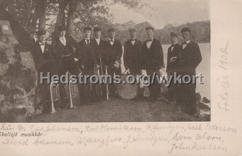 Skallsjo musikkar. Noterat 1902 med namn.jpg - Skallsjö musikkår.Noterat 1902 med namn.