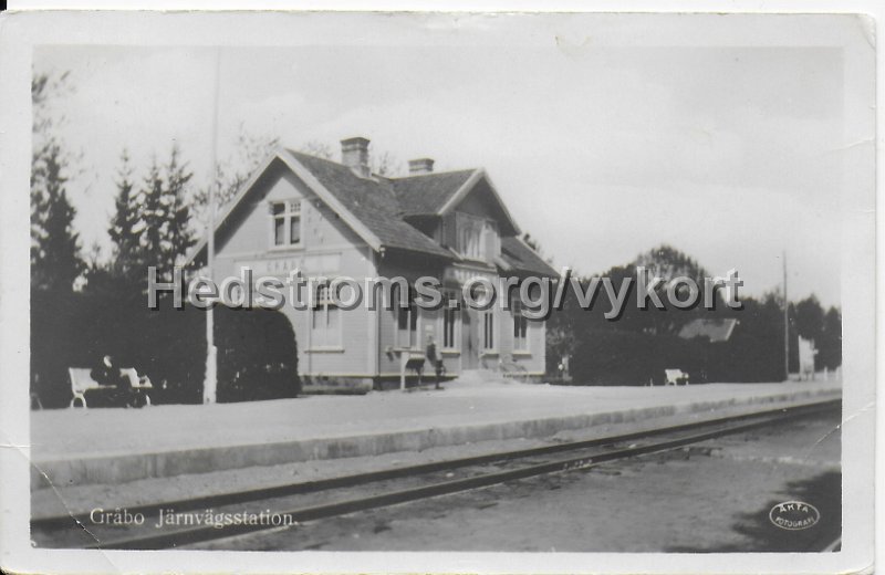 Grabo Jarnvagsstation. Postganget  25 juni 1937.jpeg - Gråbo Järnvägsstation.Postgånget 25 juni 1937.