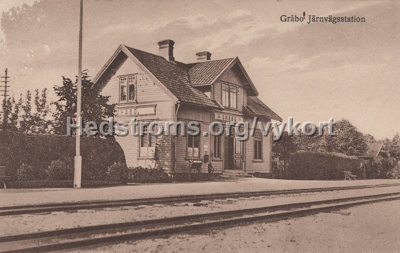 Grabo Jarnvagsstation. Postganget 3 juni 1928. Foto Bror Karlstrom, Stockholm.jpg - Gråbo Järnvägsstation.Postgånget 3 juni 1928.Foto: Bror Karlström, Stockholm.