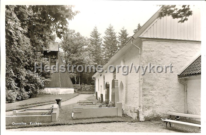 Gunnilse. Kyrkan. Postganget 29 januari 1954.jpg - Gunnilse. Kyrkan.Postgånget 29 januari 1954.