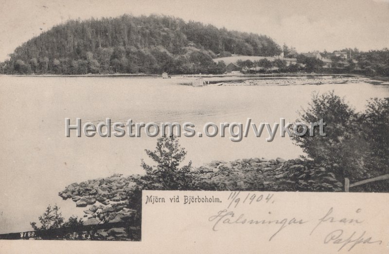 Mjorn vid Bjorboholm. Postganget 11 september 1904..jpg - Mjörn vid Björboholm.Postgånget 11 september 1904.