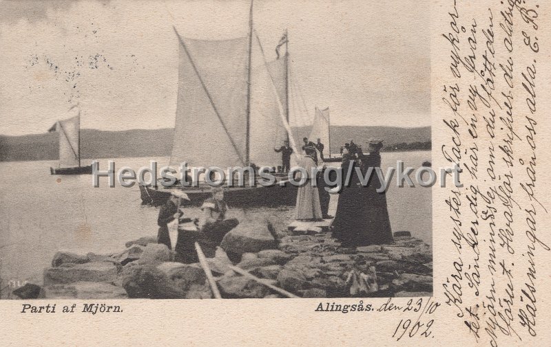 Parti af Mjorn. Alingsas. Postganget 23 oktober 1902..jpg - Parti af Mjörn. Alingsås.Postgånget 23 oktober 1902.