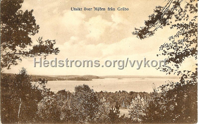 Utsikt over Mjorn fran Grabo. Postganget 18 juni 1923. Foto Forlag J.E. Lindqvist, Grabo.jpg - Utsikt över Mjörn från Gråbo.Postgånget 18 juni 1923.Foto & Förlag: J.E. Lindqvist, Gråbo.