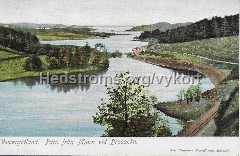 Vestergotland. Parti fran Mjorn vid Brobacka. Odaterat. Axel Eliassons Konstforlag, Stockholm.jpeg - Vestergötland. Parti från Mjörn vid Brobacka.Odaterat.Axel Eliassons Konstförlag, Stockholm.