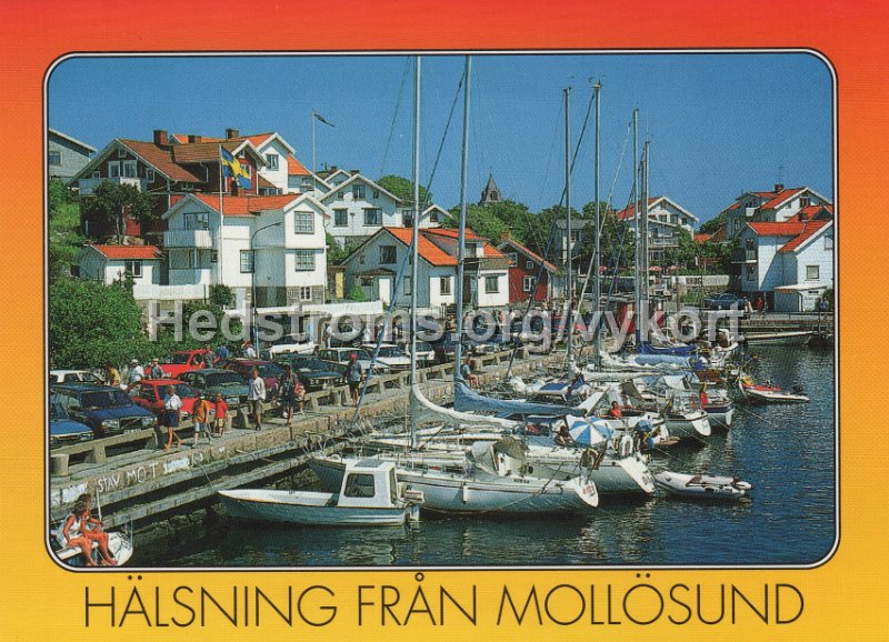 Halsning fran Mollosund. Mollosund. Gasthamnen.  Odaterat. Carlaforlaget AB. 4259..jpg