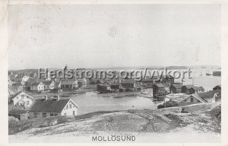 Mollosund. Postganget 24 mars 1934. Farlag W. Olson, Mollosund.jpg