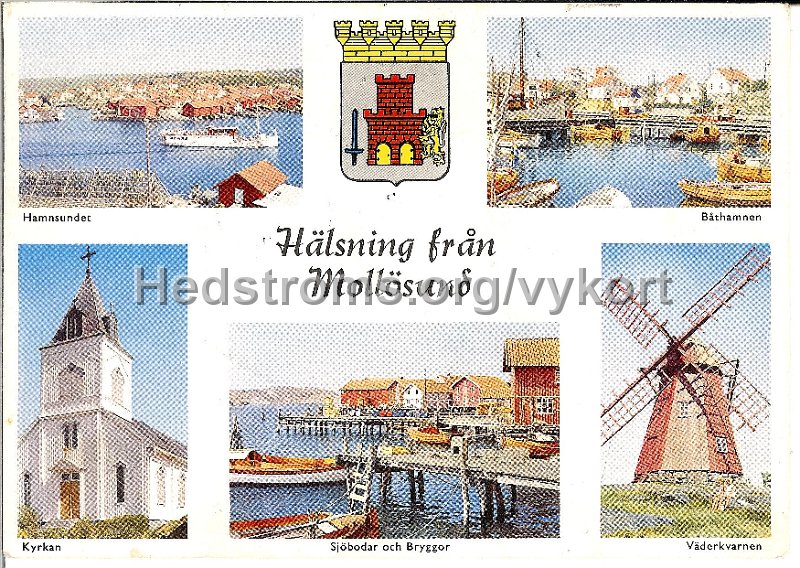 002 Halsning fran Mollosund. Postganget 20 augusti 1960. Forlag Firma H. Lindenhag, Goteborg. 327.jpg - Hälsning från Mollösund.Postgånget 20 augusti 1960.Förlag: Firma H. Lindenhag, Göteborg. 327.