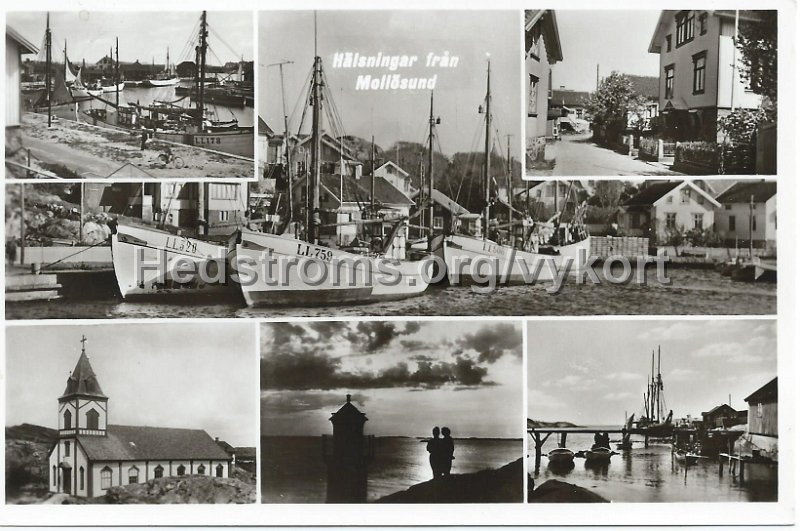 Halsningar fran Mollosund. Postganget 29 juli 1954. Foto  ensamratt H. Lindenhag, Gotebrorg.jpeg - Hälsningar från Mollösund.Postgånget 29 juli 1954.Foto & ensamrätt: H. Lindenhag, Göteborg.