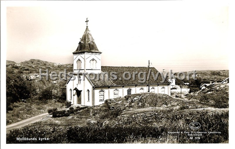 Mollasunds Kyrka. Odaterat. Ensamratt  Foto O. Lilljeqvistst Konstforlag, Dals Langed. M 519.jpg - Mollösunds Kyrka.Odaterat.Ensamrätt & Foto: O. Lilljeqvistst Konstförlag, Dals Långed. M 519.