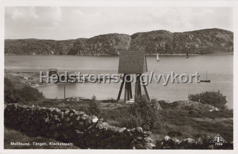 Mollosund. Tangen, Klockstapeln. Postganget 25 juni 1959. Traff 7959.jpg - Mollösund. Tången, Klockstapeln.Postgånget 25 juni 1959.Träff 7959.