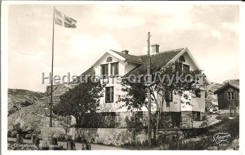 Grona Liden, Mollosund. Postganget 24 juli 1934. Axel Eliasson.jpg - Gröna Liden, Mollösund.Postgånget 24 juli 1934.Axel Eliasson.