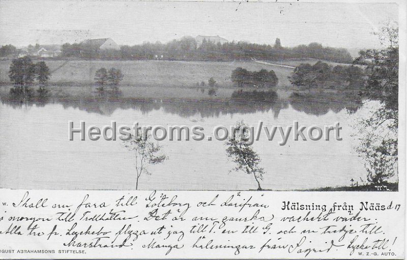 4. Halsning fran Naas. Postganget 17 augusti 1901. August Abrahamsons Stiftelse.jpeg - 4. Hälsning från Nääs.Postgånget 17 augusti 1901.August Abrahamsons Stiftelse.