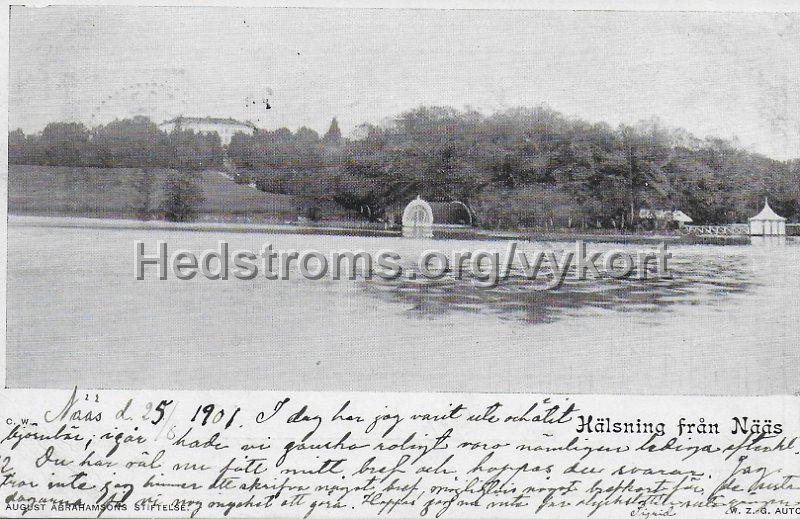 7. Halsning fran Naas. Postganget 25 augusti 1901. August Abrahamsons Stiftelse.jpeg - 7. Hälsning från Nääs.Postgånget 25 augusti 1901.August Abrahamsons Stiftelse.