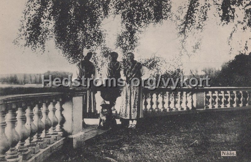 Naaa. Fran vanster till hoger Froken Thyra Freding, froken Aina Cederblom och fru Holm. Foto 1920 enl notering pa baksida. Nils Husberg. Forlag Karnells Atelier, Goteborg.jpg - Nääs. Från vänster till höger Fröken Thyra Freding, fröken Aina Cederblom och fru Holm.Foto 1920 enl notering på baksida. Nils Husberg.Förlag Karnells Atelier, Göteborg.