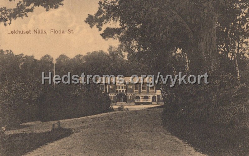 Lekhuset Naas, Floda St. Postganget 14 februari 1914. Forlag Aktiebolaget Goteborgs Konstforlag.jpg - Lekhuset Nääs, Floda St.Postgånget 14 februari 1914.Förlag: Aktiebolaget Göteborgs Konstförlag.