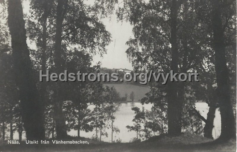 Naas. Utsikt fran Vanhemsbacken. Postganget 13 juni 1930.jpeg - Nääs. Utsikt från Vänhemsbacken.Postgånget 13 juni 1930.