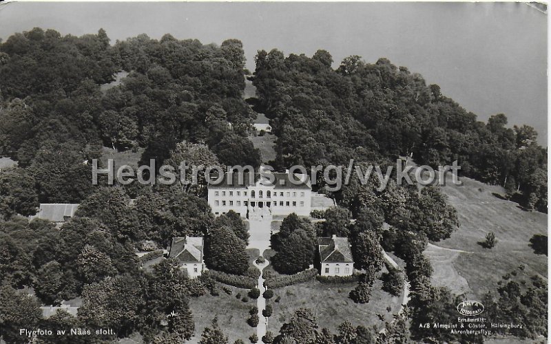 Flygfoto av Naas slott. Postganget 25 april 1945. Foto Lilljevist. AB Almqvist Coster, Halsingborg, Ahrenbergsflyg.jpeg - Flygfoto av Nääs slott.Postgånget 25 april 1945.Ensamrätt: AB Almqvist & Cöster, Hälsingborg, Ahrenbergsflyg. Foto Lilljevist.