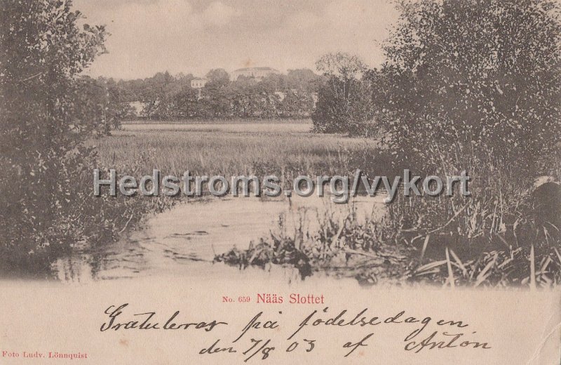 No 659. Naas Slottet. Postganget 7 augusti 1903. Foto Ludv. Lonnquist.jpg - No 659. Nääs Slottet.Postgånget 7 augusti 1903.Foto Ludv. Lönnquist.