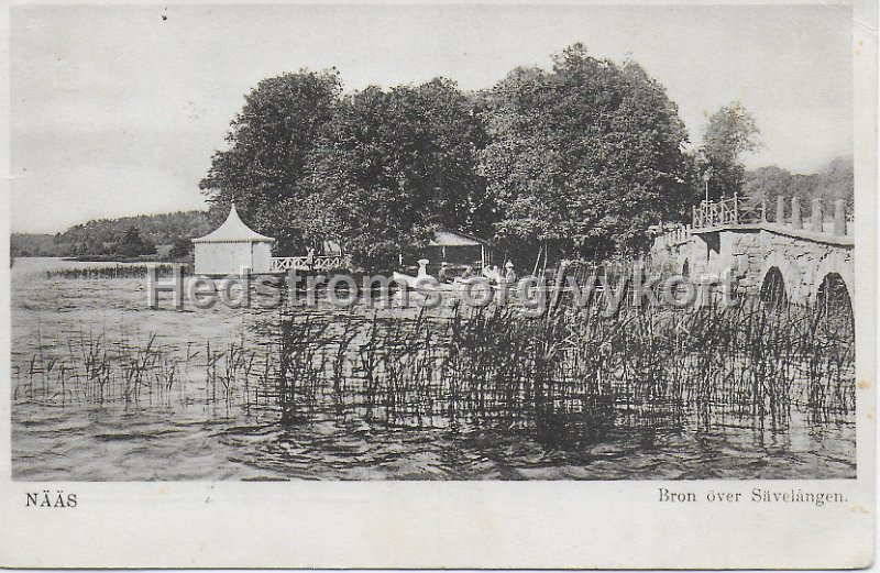 Naas. Bron vid Savelangen. Postganget 30 juli 1910.jpeg - Nääs. Bron vid Sävelången.Postgånget 30 juli 1910.