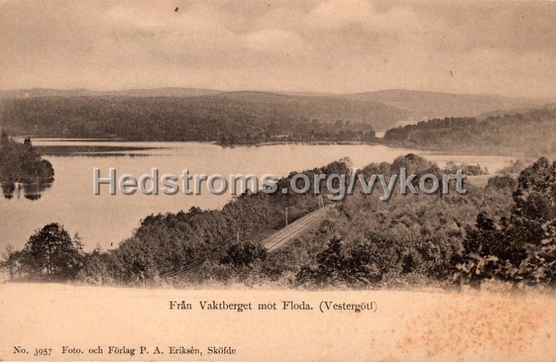 Fran Vaktberget mot Floda Vestergotl. Odaterat. Foto forlag P.A. Eriksen, Skofde. No. 3957.jpg - Från Vaktberget mot Floda Vestergötl.Odaterat.Foto. och förlag P.A. Eriksen, Sköfde. No. 3957.