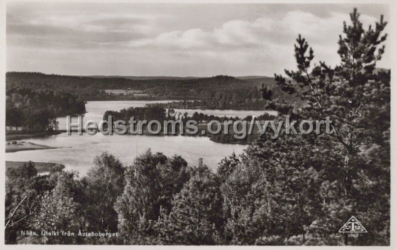 Naas. Utsikt fran Asteboberget. Postganget 15 mars 1948. C. A. Traff 3503.jpg - Nääs. Utsikt från Åsteboberget.Postgånget 15 mars 1948.C. A. Träff 3503.