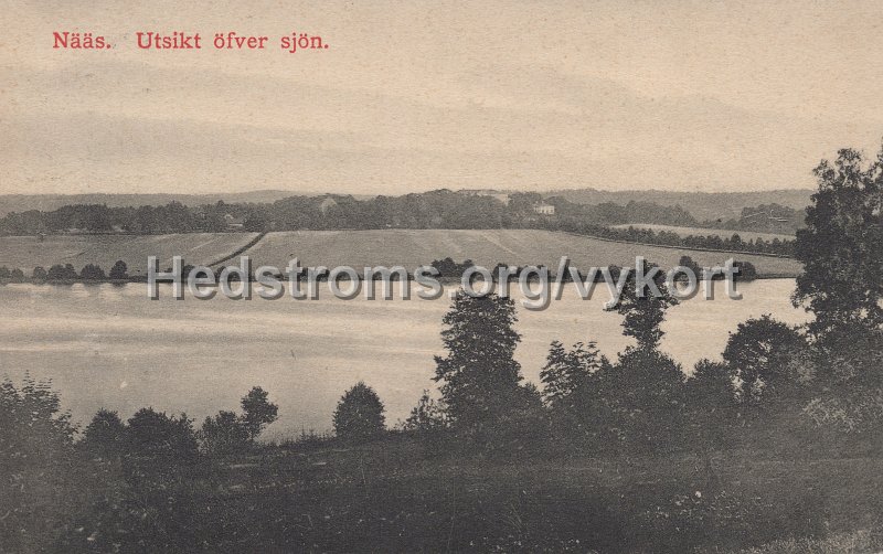 Naas. Utsikt ofver sjon. Postganget 4 augusti 1915.jpg - Nääs. Utsikt öfver sjön.Postgånget 4 augusti 1915.