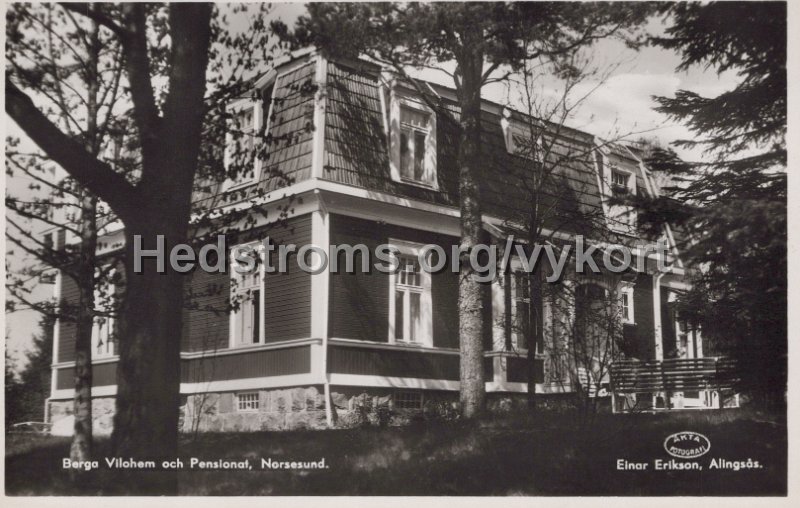 Berga Vilohem och Pensionat, Norsesund. Postganget 8 september 1941, Einar Erikson, Alingsas.jpg - Berga Vilohem och Pensionat, Norsesund.Postgånget 8 september 1941.Einar Erikson, Alingsås.