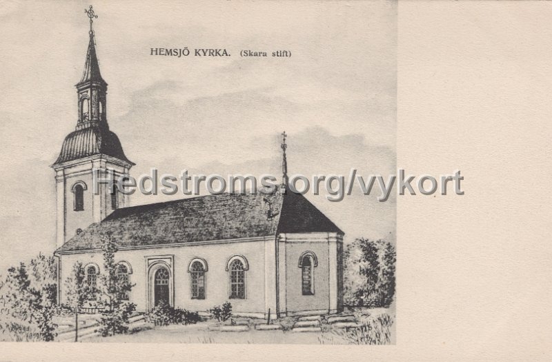 Hemsjo kyrka (Skara stift). Odaterat. C. Ns Lj,. Sthlm. 3292.jpg - Hemsjö kyrka (Skara stift).Odaterat.C. Ns Lj,. Sthlm. 3292.