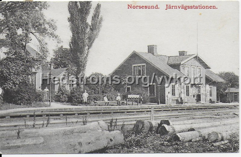 Norsesund. Jarnvagsstationen. Postganget 17 januari 1909.jpeg - Norsesund. Järnvägsstationen.Postgånget 17 januari 1909.