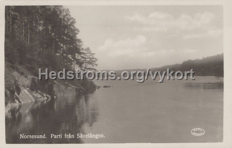Norsesund. Parti fran Savelangen. Postganget 30 juni 1935.jpg - Norsesund. Parti från Sävelången.Postgånget 30 juni 1935.