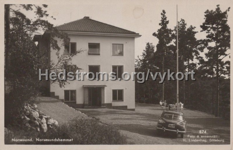 Norsesund. Norsesundshemmet. Postganget 5 oktober 1951. Foto Ensamratt H. Lindenhag, Goteborg. 874.jpg - Norsesund. Norsesundshemmet.Postgånget 5 oktober 1951.Foto & ensamrätt: H. Lindenhag, Göteborg. 874.