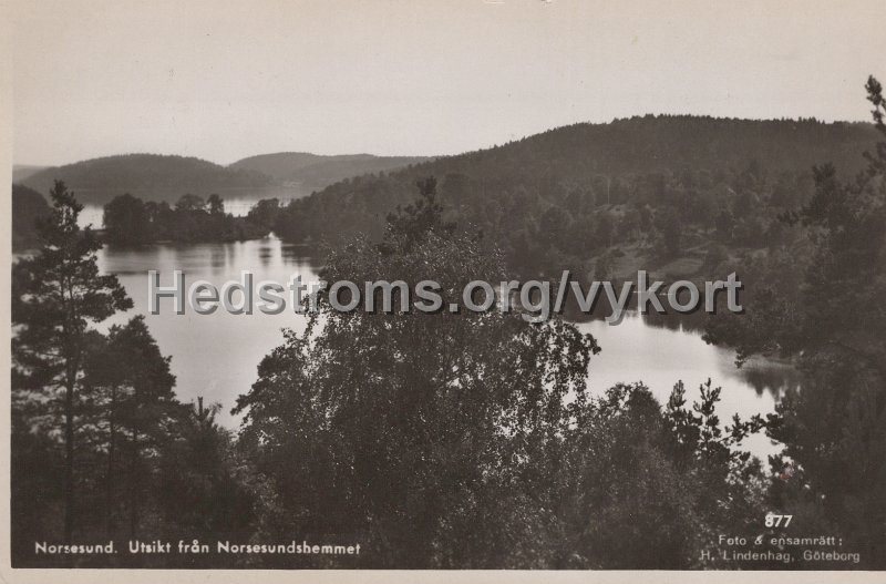 Norsesund. Utsikt fran Norsesundshemmet. Postganget 3 maj 1952. Foto ensamratt  H. Lindenhag, Goteborg. 877.jpg - Norsesund. Utsikt från Norsesundshemmet.Postgånget 3 maj 1952.Foto & ensamrätt: H. Lindenhag, Göteborg. 877.