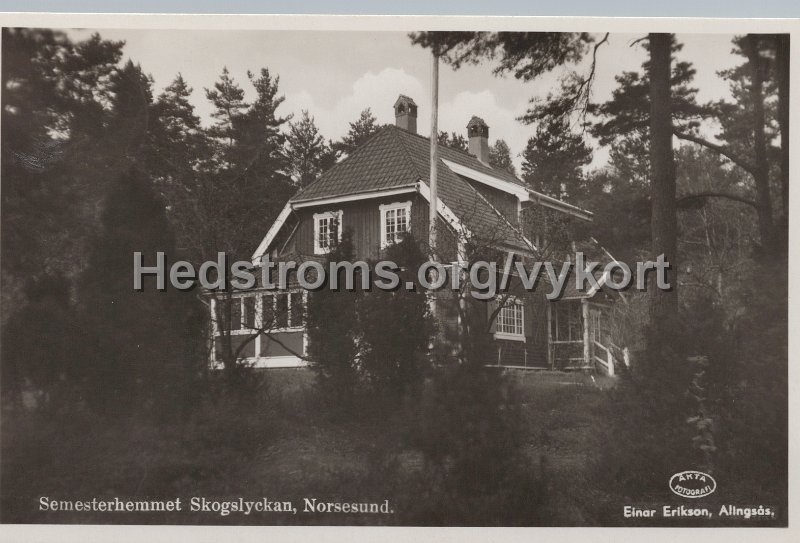 Semesterhemmet Skogslyckan, Norsesund. Postganget 7 juni 1948. Einar Erikson, Alingsas.jpg - Semesterhemmet Skogslyckan, Norsesund.Postgånget 7 juni 1948.Einar Erikson, Alingsås.