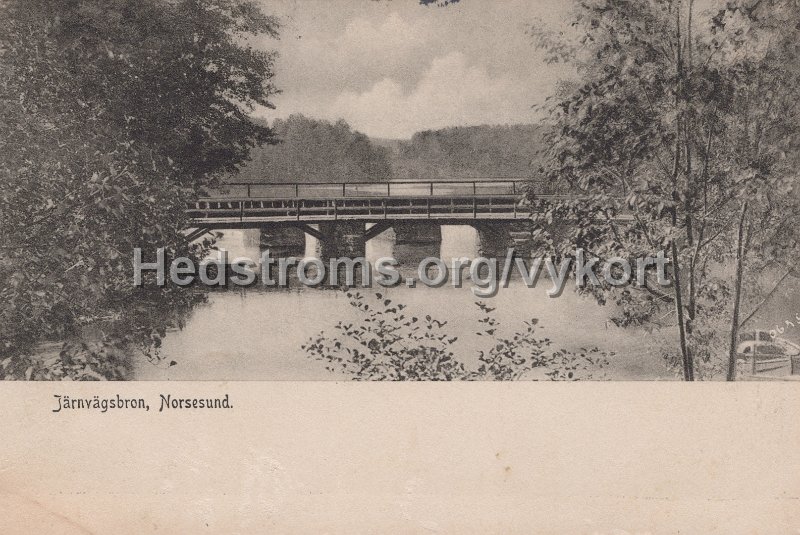 Jarnvagsbron, Norsesund. Postganget 22 juli 1906.jpg - Järnvägsbron, Norsesund.Postgånget 22 juli 1906.