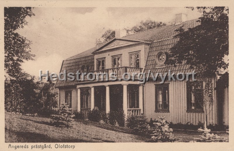 Angereds prastgard, Olofstorp.Postganget 28 januari 1935. Forlag Axel Bjork, Bok - Pappershandel, Goteborg.jpg - Angereds Prästgård, Olofstorp.Postgånget 18 juli 1927.Förlag: Axel Björk, Bok- & Pappershandel, Göteborg