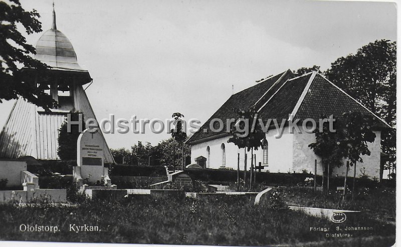 Olofstorp, Kyrkan. Postganget 5 augusti 1941. Forlag S. Johansson, Olofstorp.jpeg - Olofstorp, Kyrkan.Postgånget 5 augusti 1941.Förlag: S. Johansson, Olofstorp.