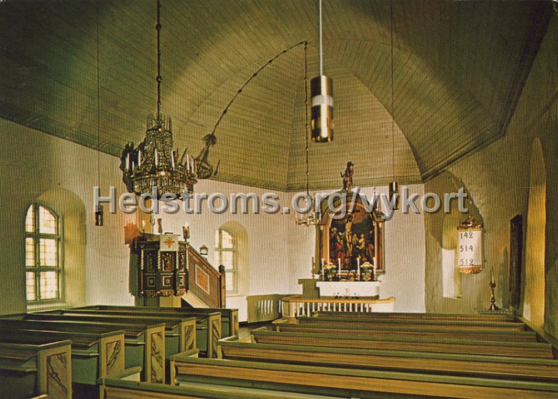 Interior av Ostads kyrka. Odaterat. Copyright AB H. Lindenhags, Goteborg. Foto Alf Bokgren. Nr. 10008.jpg - Interiör av Östads kyrka.Odaterat.Copyright: A/B H. Lindenhags, Göteborg.Foto: Alf Bokgren. Nr. 10008.