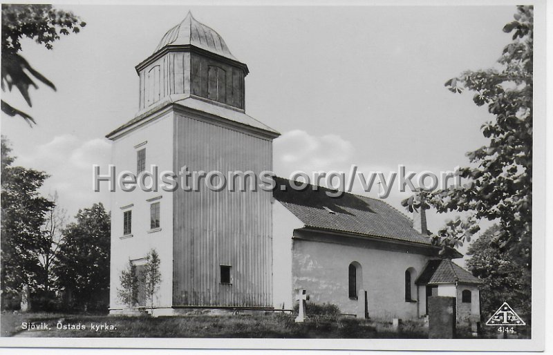 Sjovik. Ostads kyrka. Odaterat. Forlag Broderna Eriksoson, Sjovik. C.a. Traff 4144.jpeg - Sjövik. Östads kyrka.Odaterat.Förlag: Bröderna Eriksoson, Sjövik.C.A. Träff 4144.