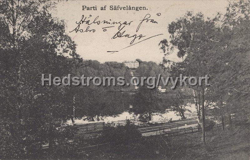 Parti av Savelangen. Postganget 5 augusti 1910. Axel Johnsson, Floda.jpg - Parti av Sävelången.Postgånget 5 augusti 1910.Axel Johnsson, Floda.