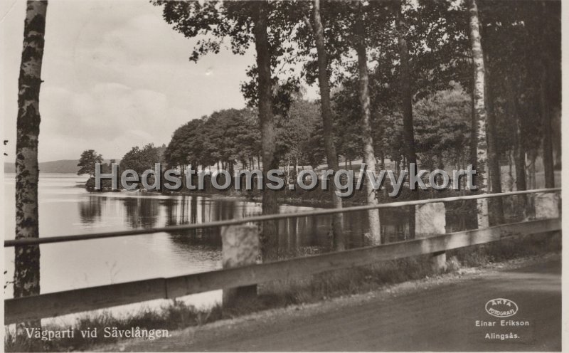 Vagparti vid Savelangen. Postganget 8 september 1943. Einar Erikson, Alingsas.jpg - Vägparti vid Sävelången.Postgånget 8 september 1943.Einar Erikson, Alingsås.