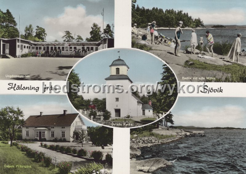 Halsning fran Sjovik. Odaterat. Forlag AB H. Lindenhag, Goteborg. Handkolorerat foto nr 8784.jpg - Hälsning från Sjövik.Odaterat.Förlag: AB H. Lindenhag, Göteborg. Handkolorerat foto nr 8784.