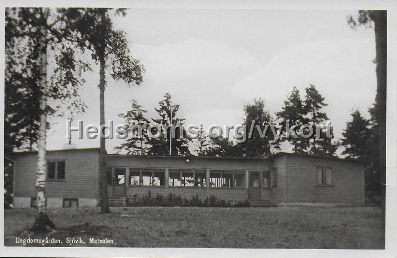 Ungdomsgarden, Sjovik. Matsalen. Postganget 12 augusti 1952.jpeg - Ungdomsgården, Sjövik. Matsalen.Postgånget 12 augusti 1952.