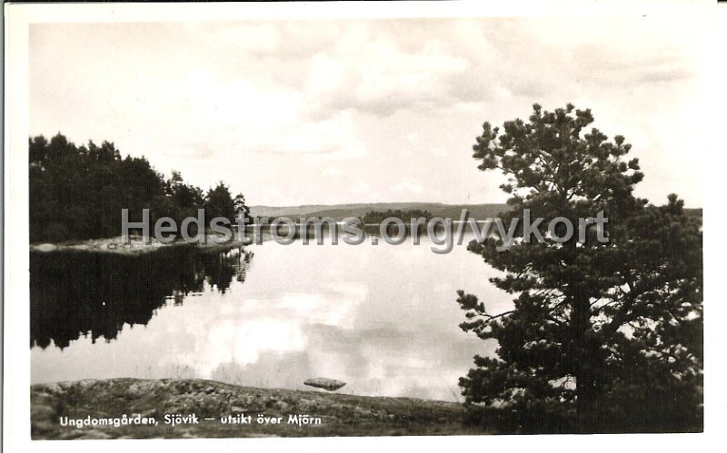 Ungdomsgarden. Sjovik - utsikt over Mjorn.Postganget 1952.jpg - Ungdomsgården. Sjövik - utsikt över Mjörn.Postgånget 1952.