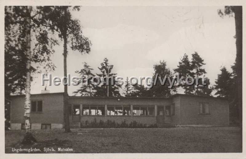 Ungdomsgarden. Sjovik. Matsalen. Postganget 24 augusti 1951.jpg - Ungdomsgården. Sjövik. Matsalen.Postgånget 24 augusti 1951.