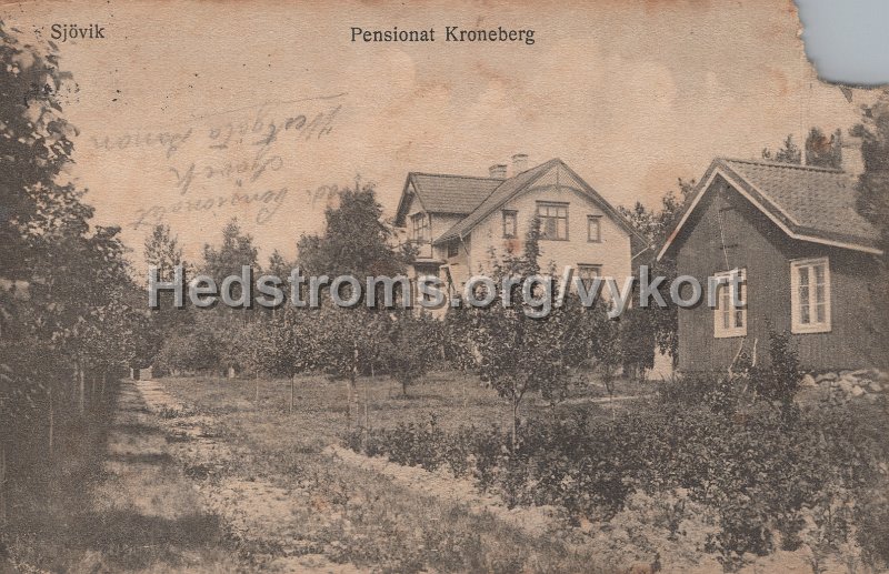 Sjovik. Pensionat Kroneberg. Postganget 19 juli 1915.jpg - Sjövik. Pensionat Kroneberg.Postgånget 19 juli 1915.