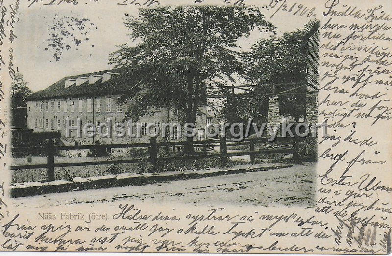 Naas Fabrik (ofre). Postganget 15 februari 1903..jpeg - Nääs Fabrik (öfre).Postgånget 15 februari 1903.