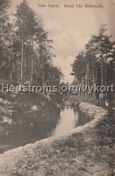 Naas Fabrik. Kanal fran Bottnasjon. Postganget11 januari 1916. Svenska Litografiska.jpg - Nääs Fabrik. Kanal från Bottnasjön.Postgånget11 januari 1916.Svenska Litografiska.