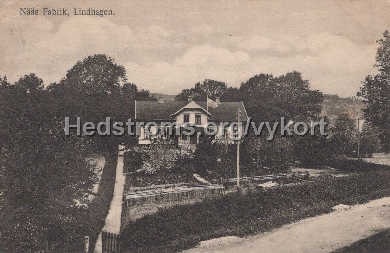 Naas Fabrik. Lindhagen. Postganget 1918.jpg - Nääs Fabrik. Lindhagen.Idag känt som Sjölyckan.Postgånget 1918.