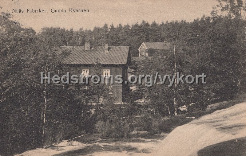 Naas fabriker, Gamla Kvarnen. Postganget 10 juli 1922. Forlag Naas Konsumtionsforenings A-B., Floda st. Foto. Hoffotograf Kaleb Torin., Alingsas.jpg - Nääs fabriker, Gamla Kvarnen.Postgånget 10 juli 1922.Förlag: Nääs Konsumtionsförenings A-B., Floda st.Foto. Hoffotograf Kaleb Torin., Alingsås.